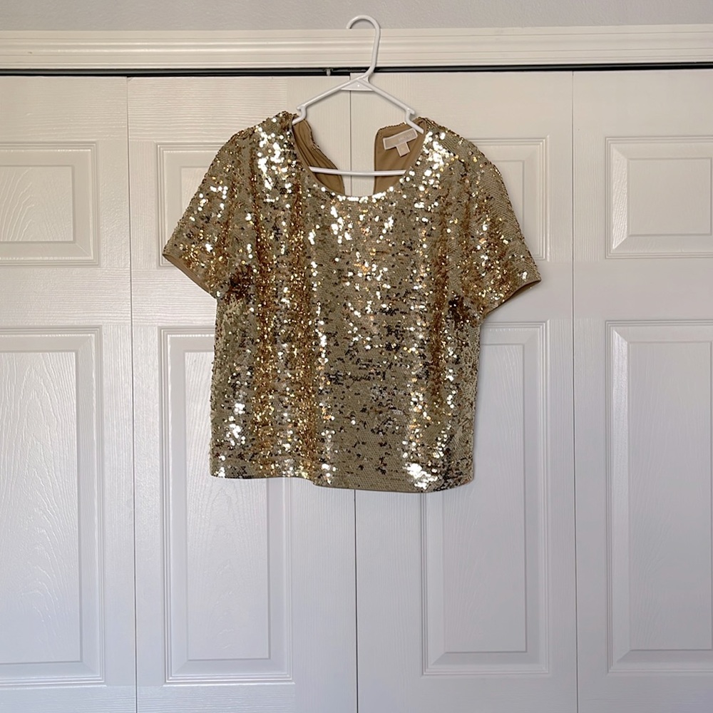 Gold sequin top.